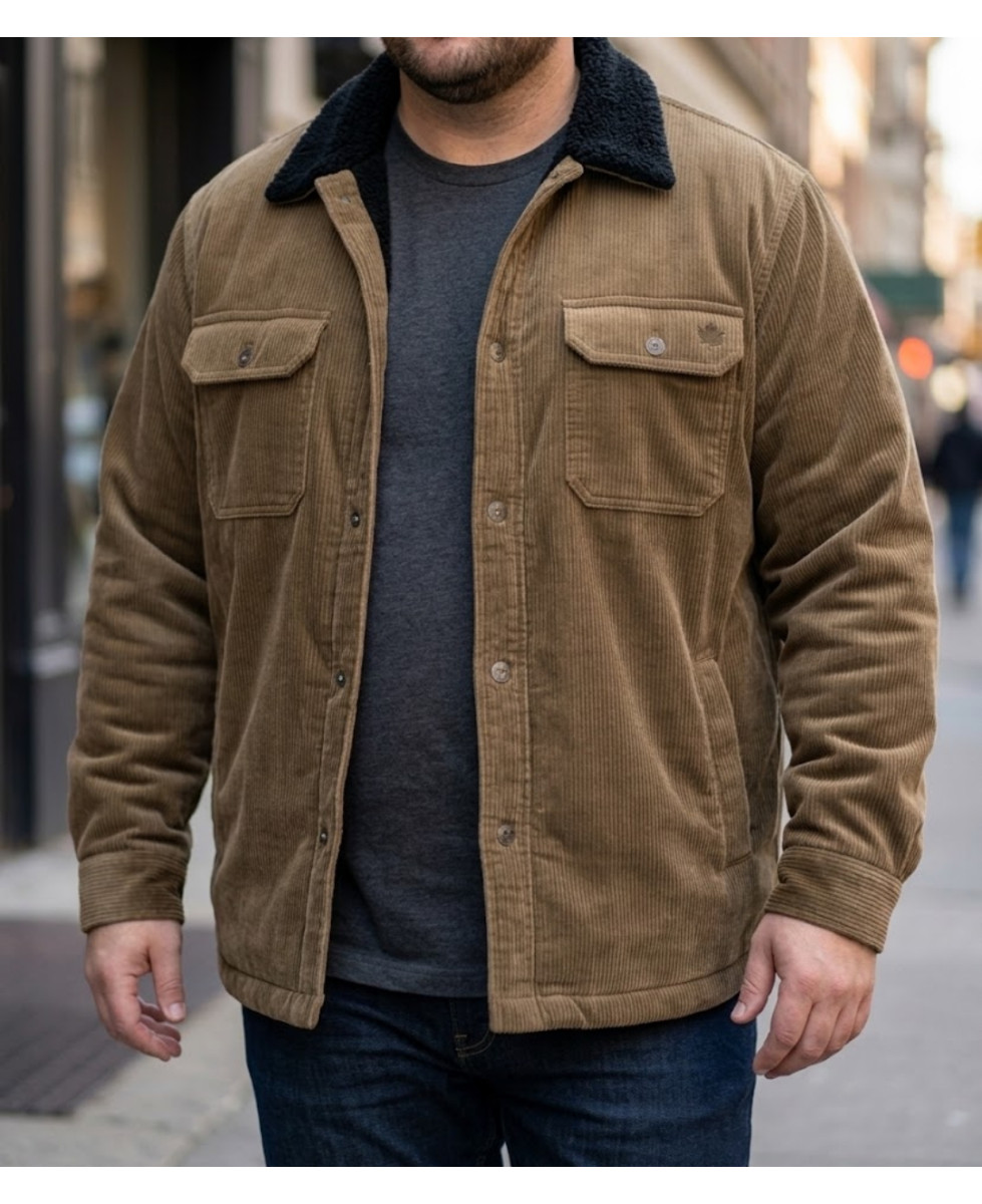 Challenger CURTIS1 Blouson velours côtelé doublé taupe