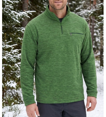 Sweat polaire homme col camionneur CHALLENGER CARIBOU6 vert chiné