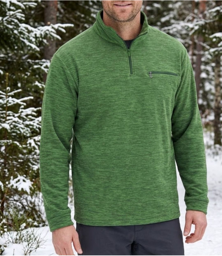 Sweat polaire homme col camionneur CHALLENGER CARIBOU6 vert chiné