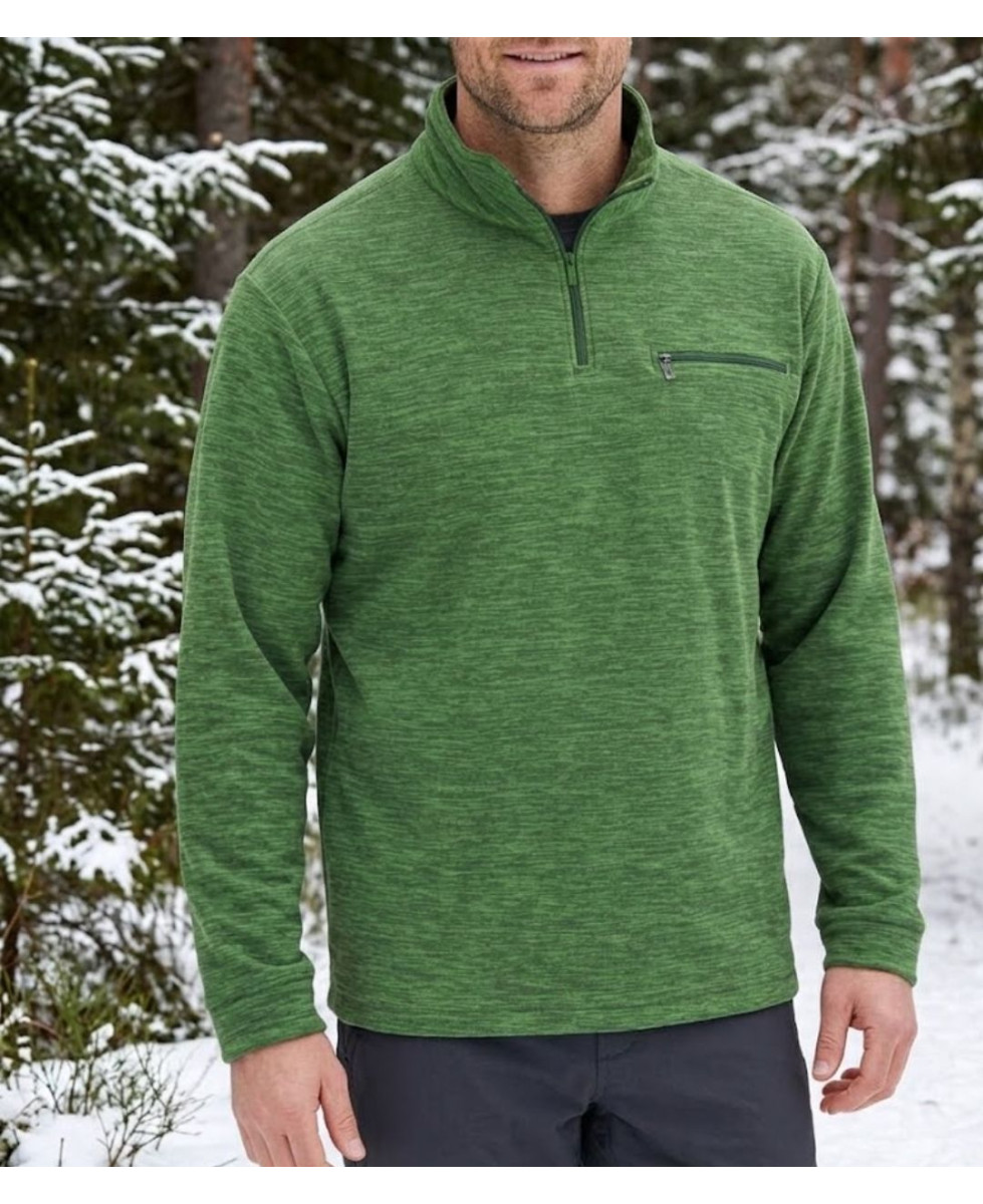 Sweat polaire homme col camionneur CHALLENGER CARIBOU6 vert chiné