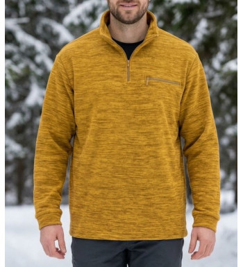 Sweat polaire homme col camionneur CHALLENGER CARIBOU7 camel chiné beige moutarde