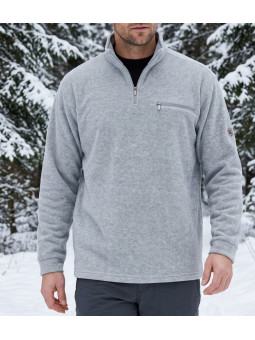 Sweat polaire homme col montant CHALLENGER CARIBOU3 gris chiné