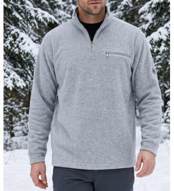 Sweat polaire homme col montant CHALLENGER CARIBOU3 gris chiné