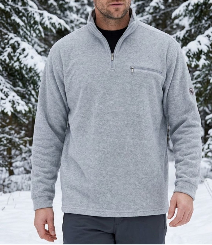 Sweat polaire homme col montant CHALLENGER CARIBOU3 gris chiné
