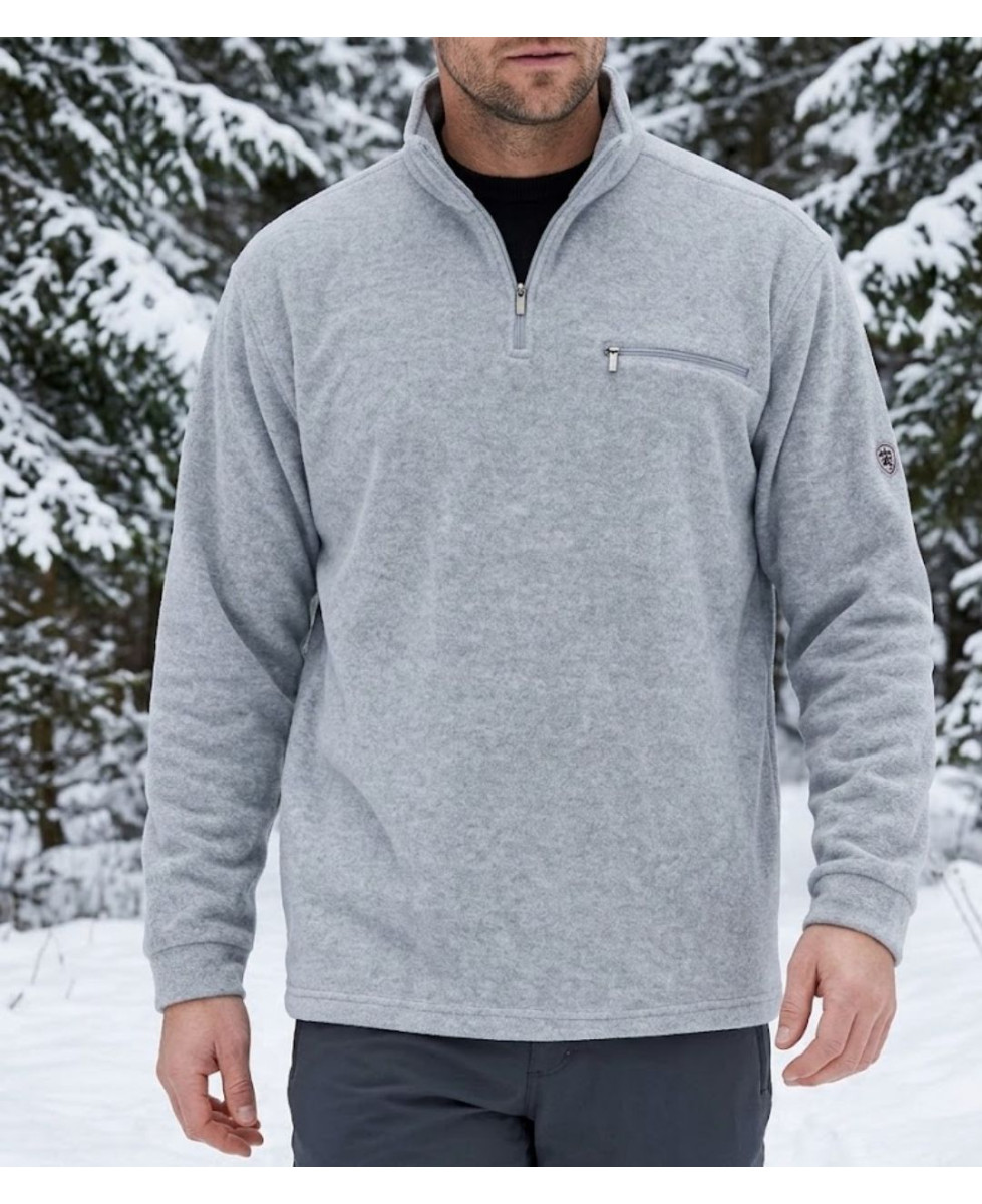 Sweat polaire homme col montant CHALLENGER CARIBOU3 gris chiné