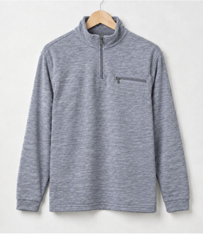 CHALLENGER CARIBOU4 — Sweat polaire zippé gris foncé chiné