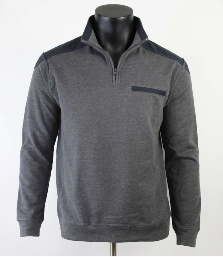 CHALLENGER BELFAST1 — Sweat gris col camionneur robuste