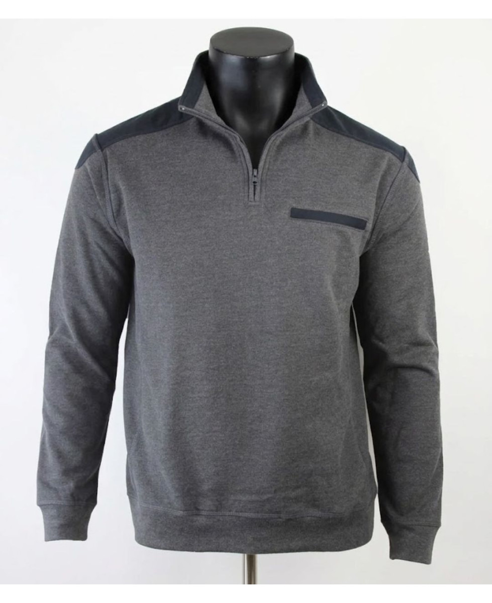 CHALLENGER BELFAST1 — Sweat gris col camionneur robuste