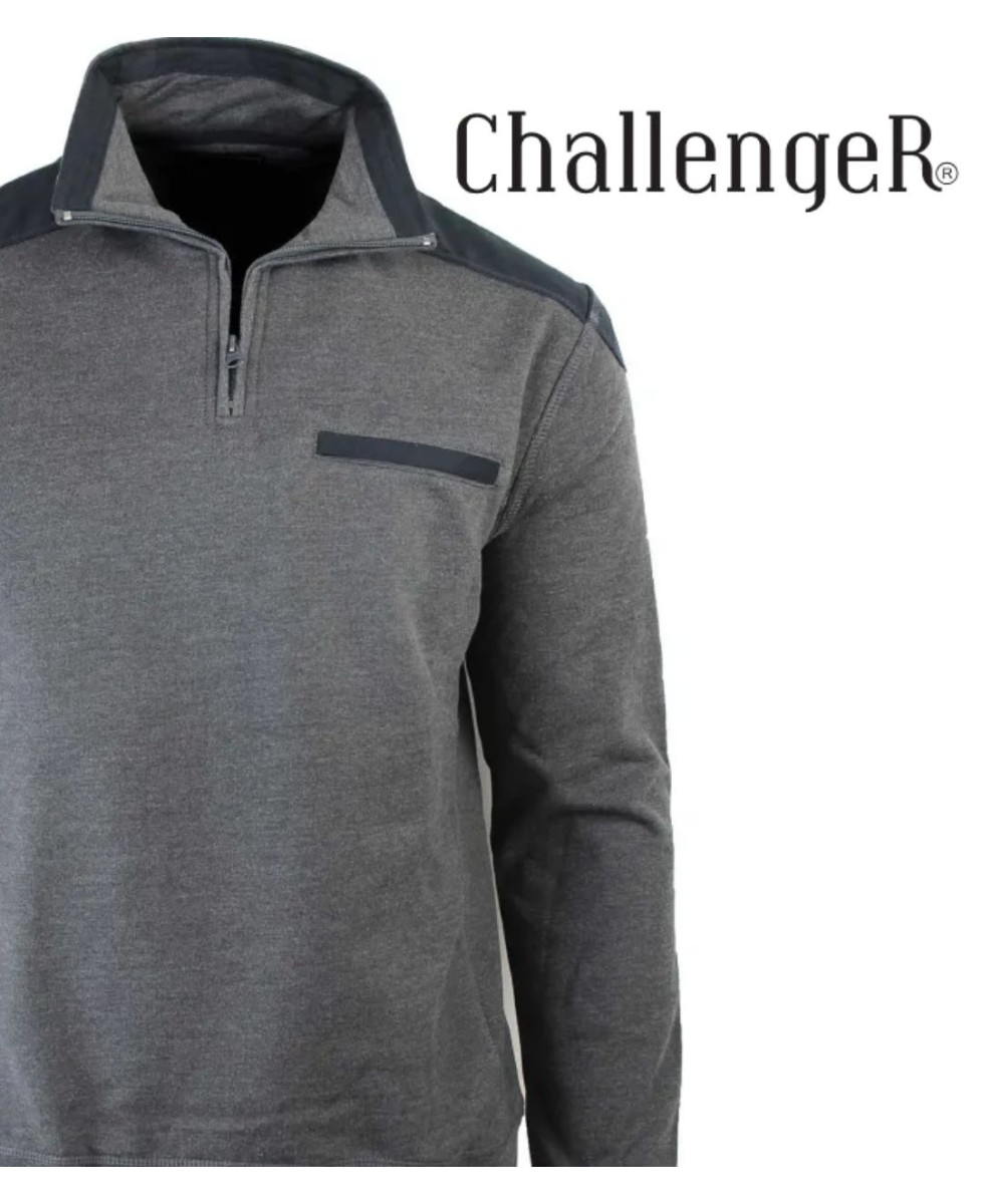 CHALLENGER BELFAST1 — Sweat gris col camionneur robuste