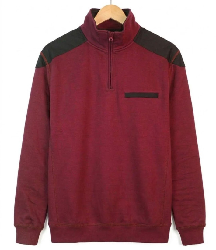 CHALLENGER BELFAST3 — Sweat bordeaux col camionneur zippé