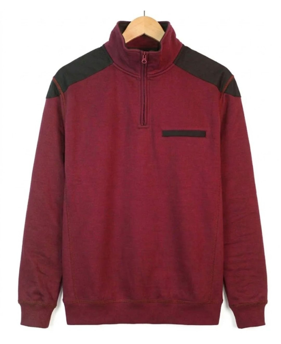 CHALLENGER BELFAST3 — Sweat bordeaux col camionneur zippé