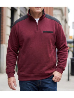 Sweat homme col camionneur CHALLENGER BELFAST3 bordeaux renforts épaules