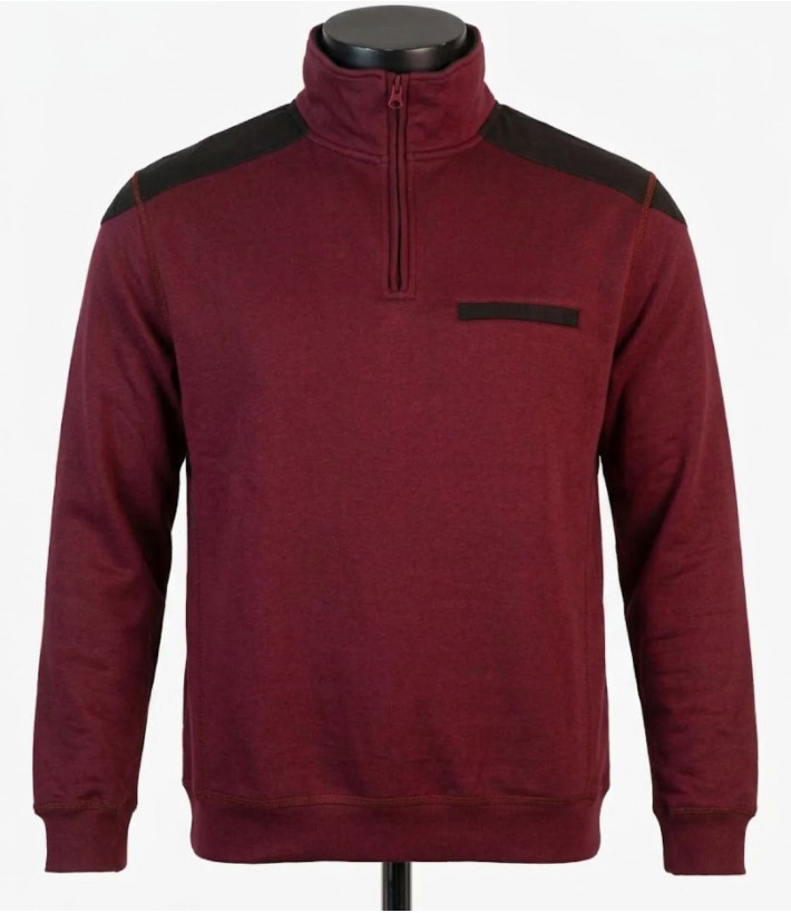 CHALLENGER BELFAST3 — Sweat bordeaux col camionneur zippé