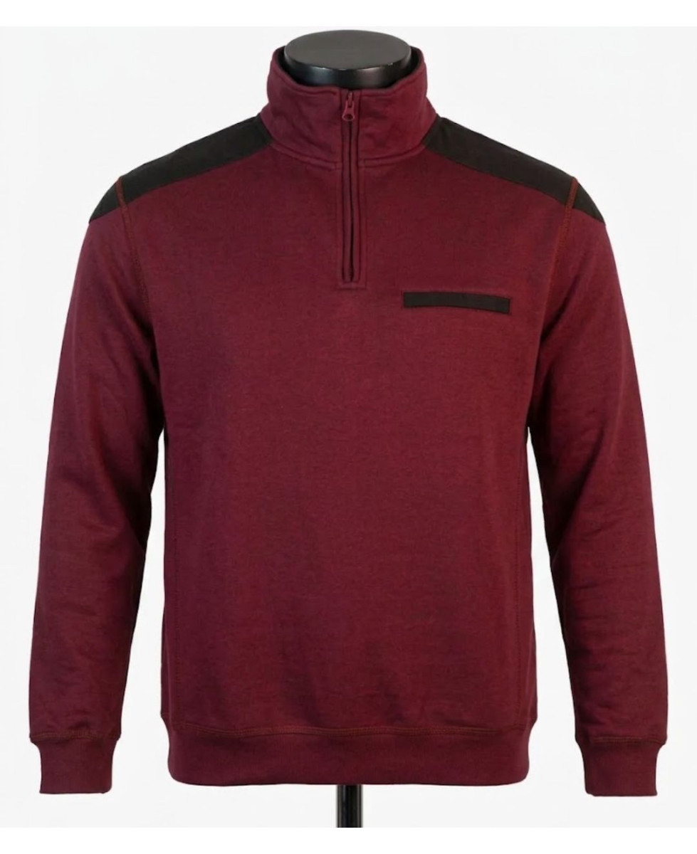 CHALLENGER BELFAST3 — Sweat bordeaux col camionneur zippé