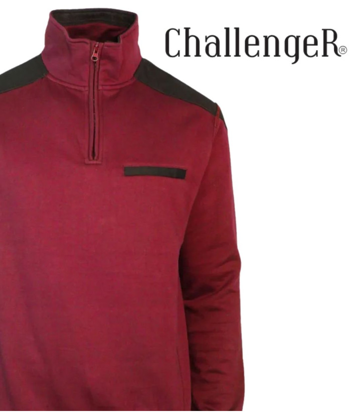 CHALLENGER BELFAST3 — Sweat bordeaux col camionneur zippé