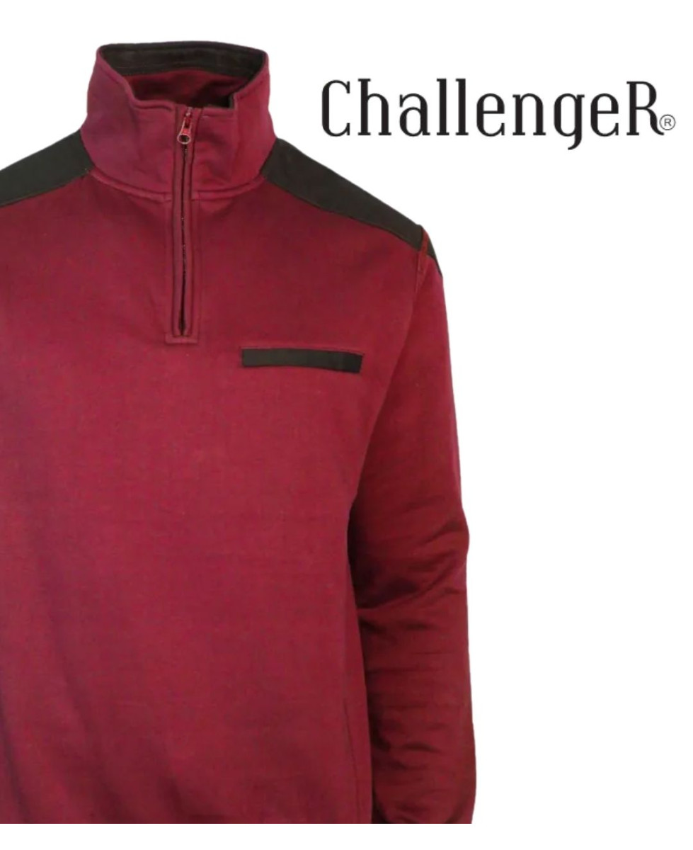 CHALLENGER BELFAST3 — Sweat bordeaux col camionneur zippé
