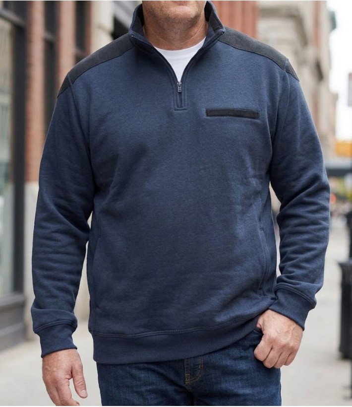 CHALLENGER BELFAST4 — Sweat bleu marine col camionneur