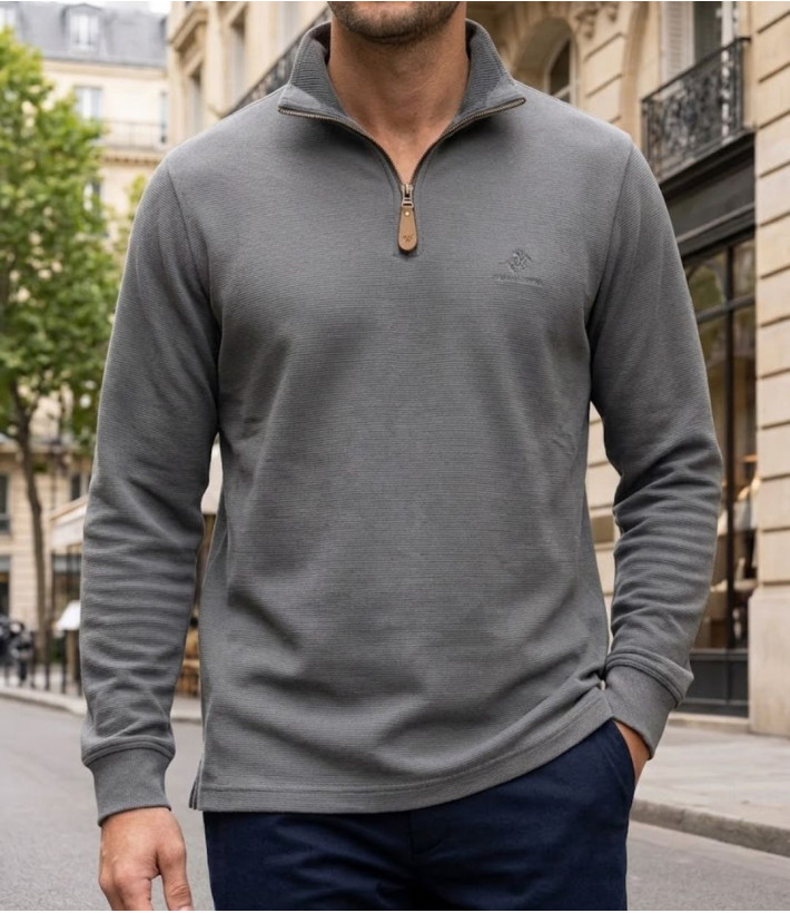 Sweat homme col montant zippé WINCHESTER CAMPO2G gris
