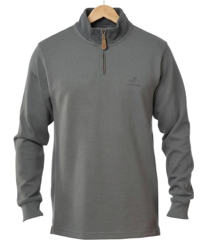 WINCHESTER CAMPO2G — Sweat gris 100 % coton et col zippé