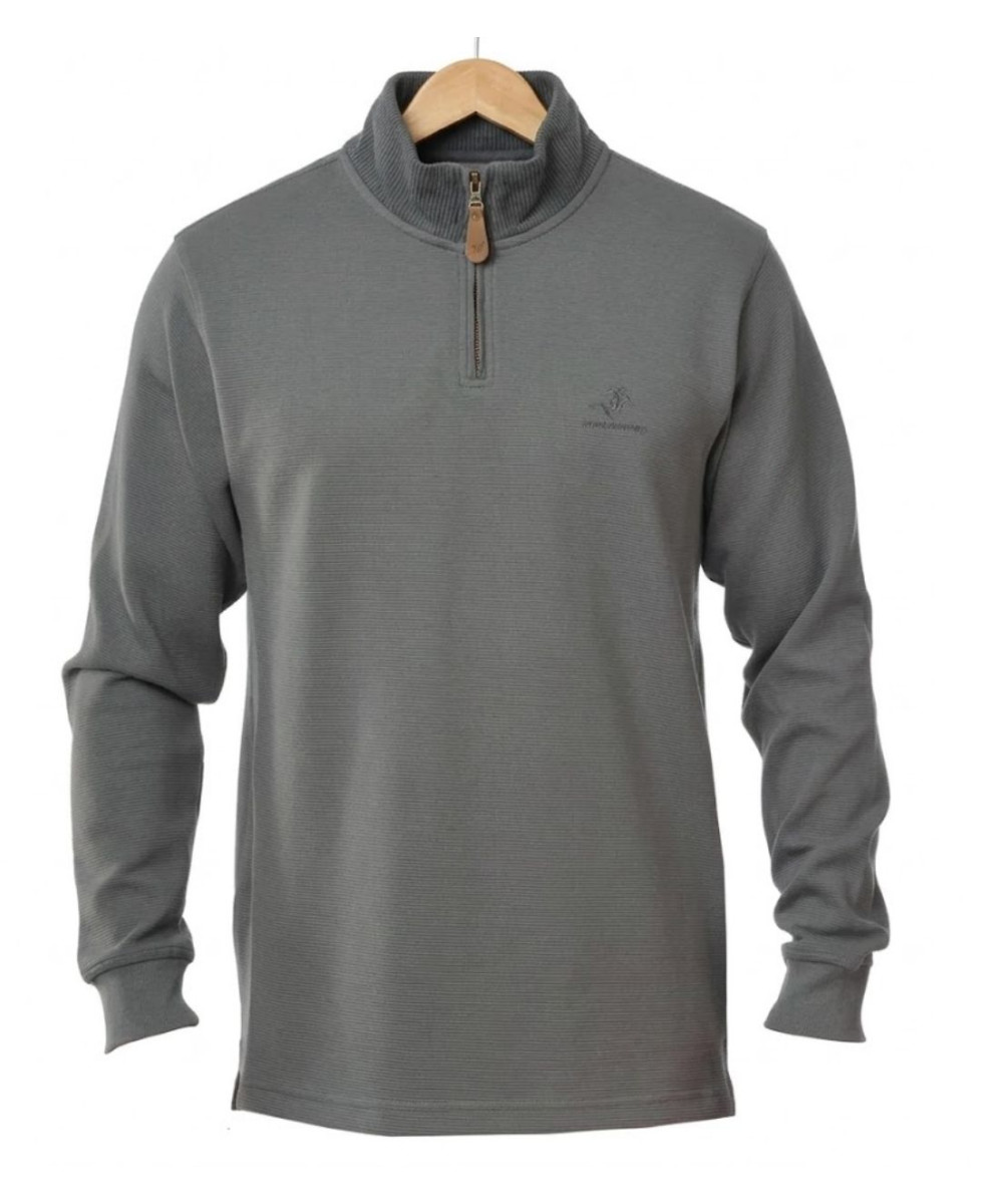 WINCHESTER CAMPO2G — Sweat gris 100 % coton et col zippé