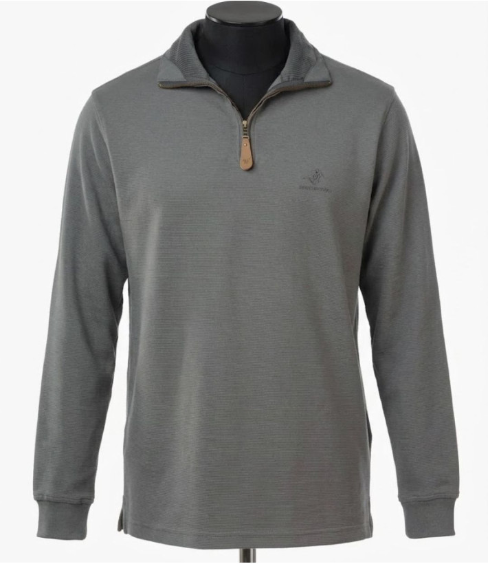 WINCHESTER CAMPO2G — Sweat gris 100 % coton et col zippé