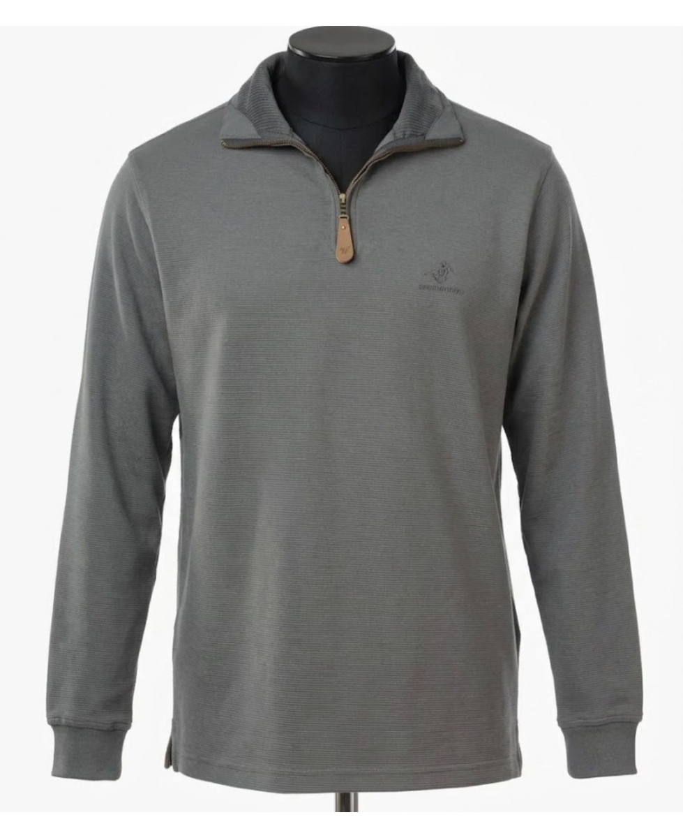WINCHESTER CAMPO2G — Sweat gris 100 % coton et col zippé