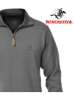 WINCHESTER CAMPO2G — Sweat gris 100 % coton et col zippé