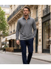 WINCHESTER CAMPO2G — Sweat gris 100 % coton et col zippé