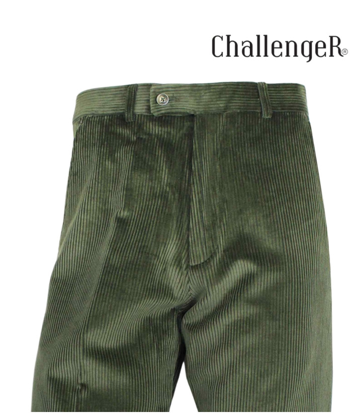 CHALLENGER FELIX1 — Pantalon velours vert extensible