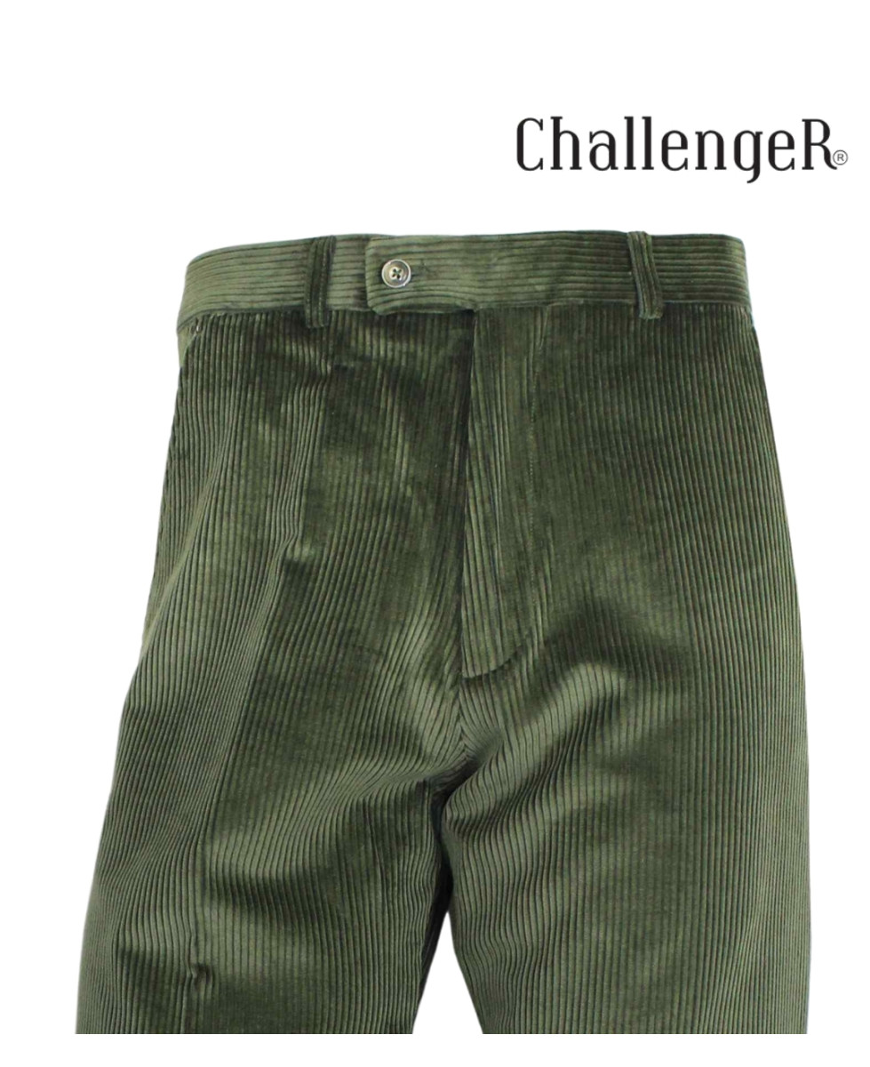 CHALLENGER FELIX1 — Pantalon velours vert extensible