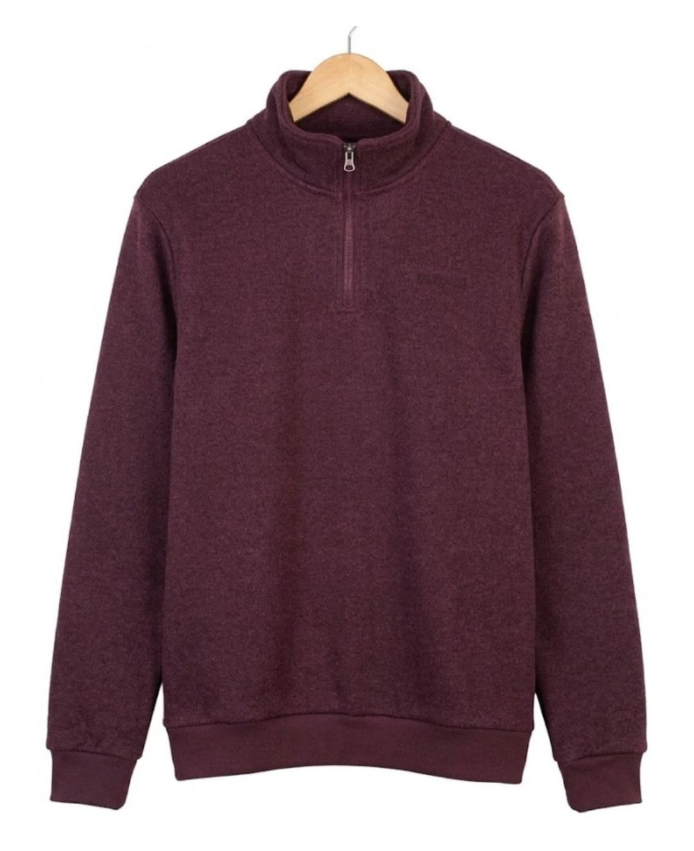 CHALLENGER CHARLY1 — Sweat polaire bordeaux col camionneur