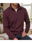Sweat polaire homme col camionneur CHALLENGER CHARLY1 bordeaux chiné renforts coudes suédine