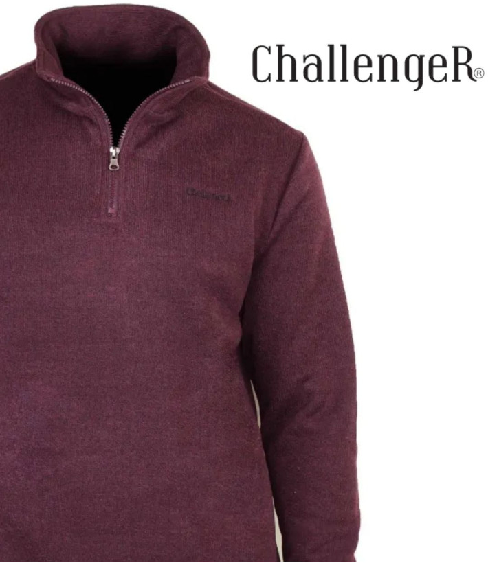 CHALLENGER CHARLY1 — Sweat polaire bordeaux col camionneur