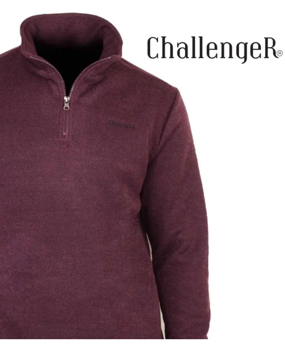 CHALLENGER CHARLY1 — Sweat polaire bordeaux col camionneur