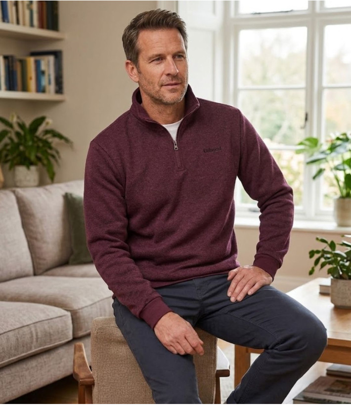 CHALLENGER CHARLY1 — Sweat polaire bordeaux col camionneur
