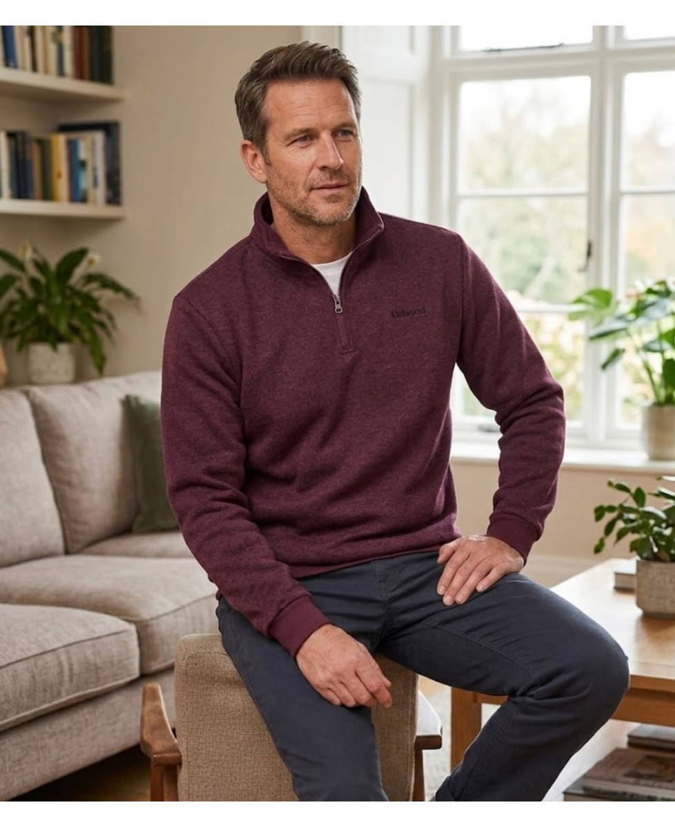 CHALLENGER CHARLY1 — Sweat polaire bordeaux col camionneur