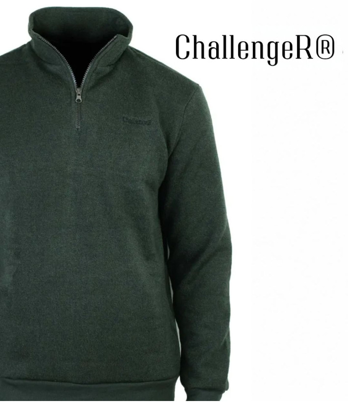 CHALLENGER CHARLY3 — Sweat polaire kaki col camionneur