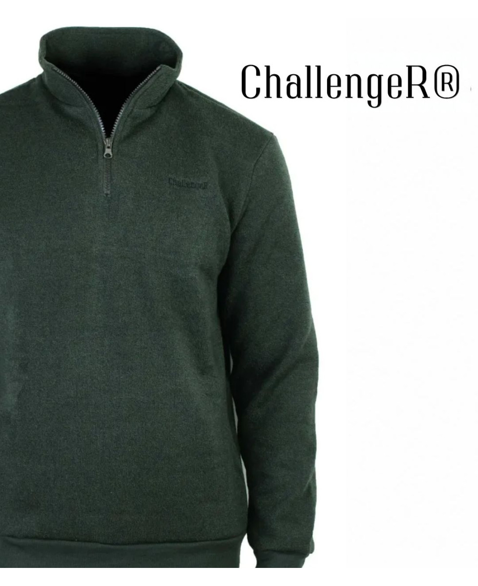 CHALLENGER CHARLY3 — Sweat polaire kaki col camionneur