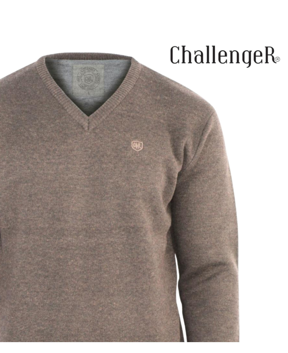 CHALLENGER PINSON4 — Pull col V taupe chaud