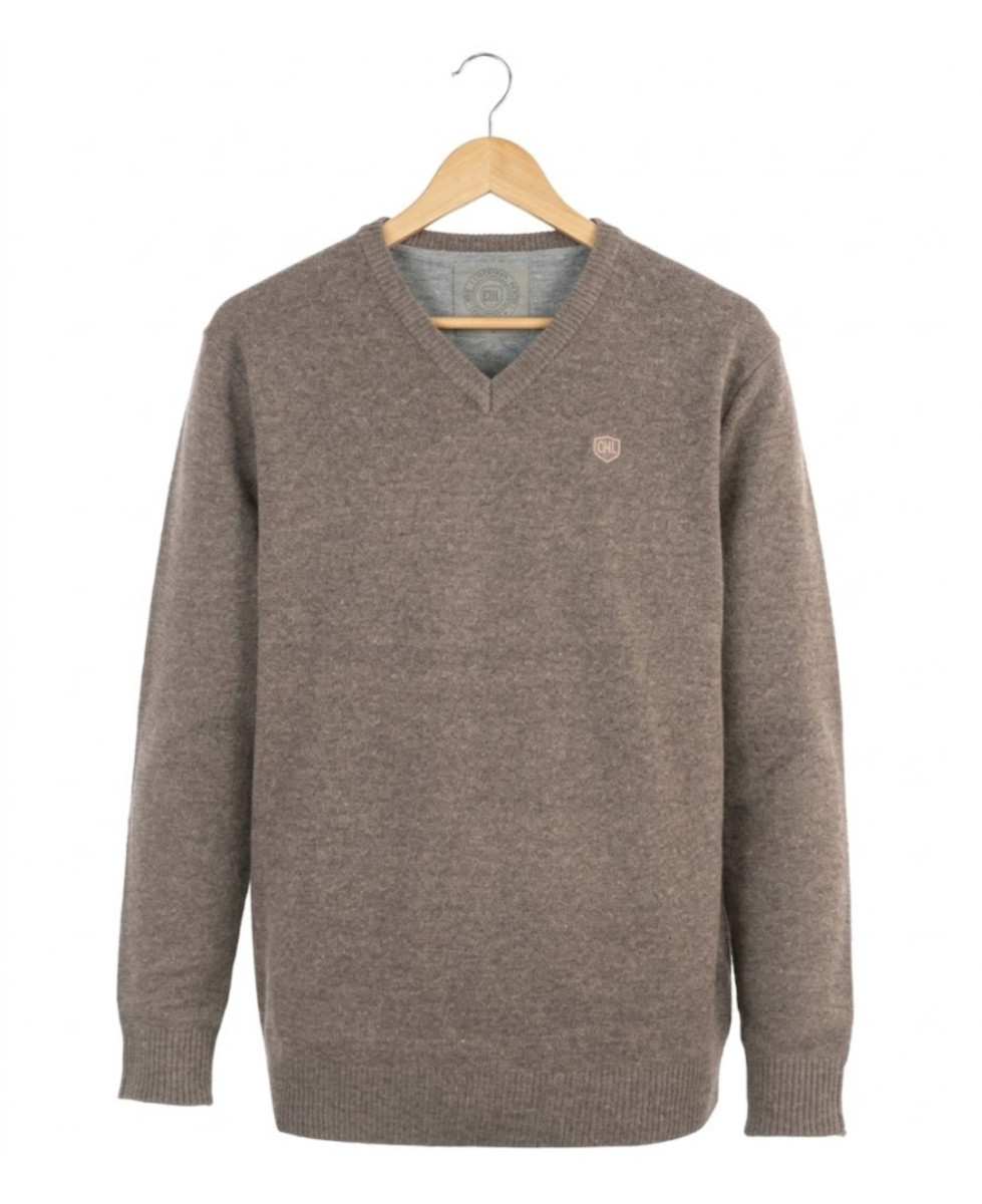 CHALLENGER PINSON4 — Pull col V taupe chaud