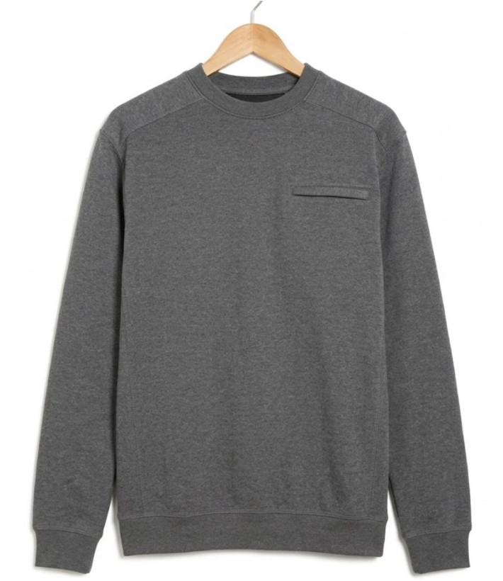 CHALLENGER BULGARE1 — Sweat col rond gris à poche zippée