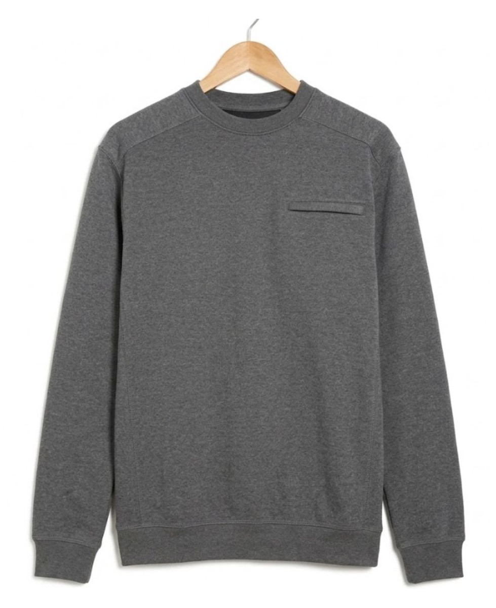 CHALLENGER BULGARE1 — Sweat col rond gris à poche zippée
