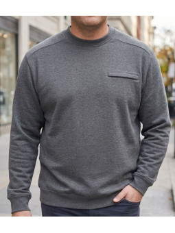 Sweat homme col rond CHALLENGER BULGARE1 gris poche zippée