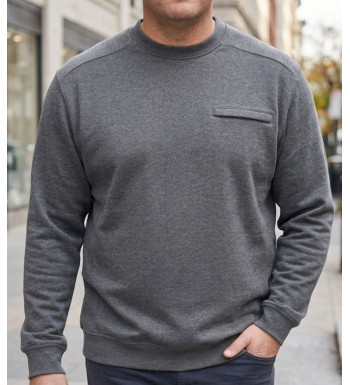 Sweat homme col rond CHALLENGER BULGARE1 gris poche zippée