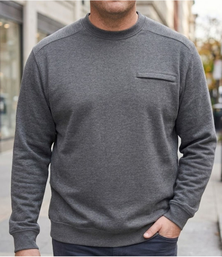 Sweat homme col rond CHALLENGER BULGARE1 gris poche zippée