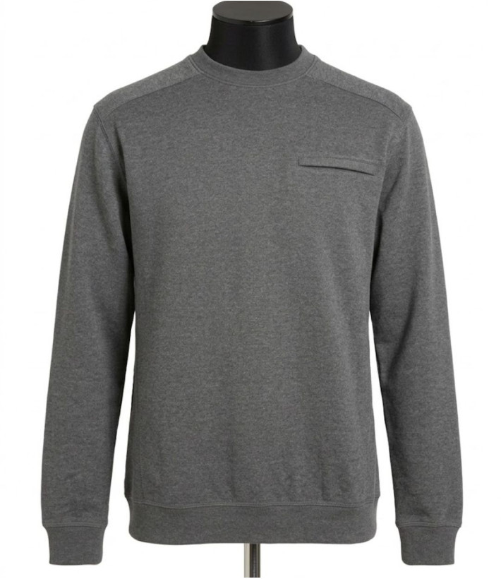 CHALLENGER BULGARE1 — Sweat col rond gris à poche zippée