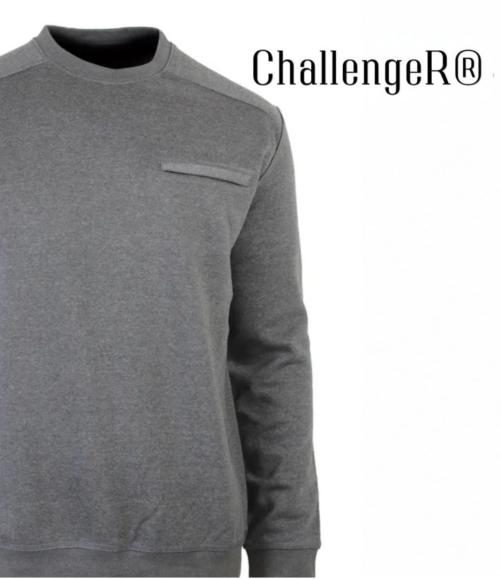 CHALLENGER BULGARE1 — Sweat col rond gris à poche zippée