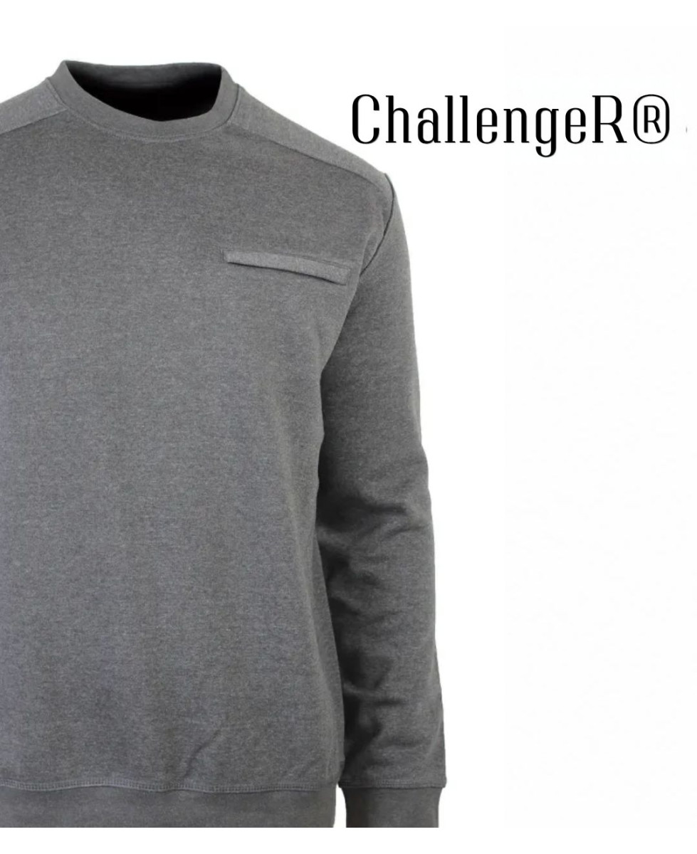 CHALLENGER BULGARE1 — Sweat col rond gris à poche zippée