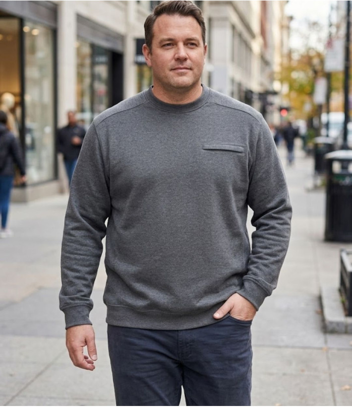 CHALLENGER BULGARE1 — Sweat col rond gris à poche zippée