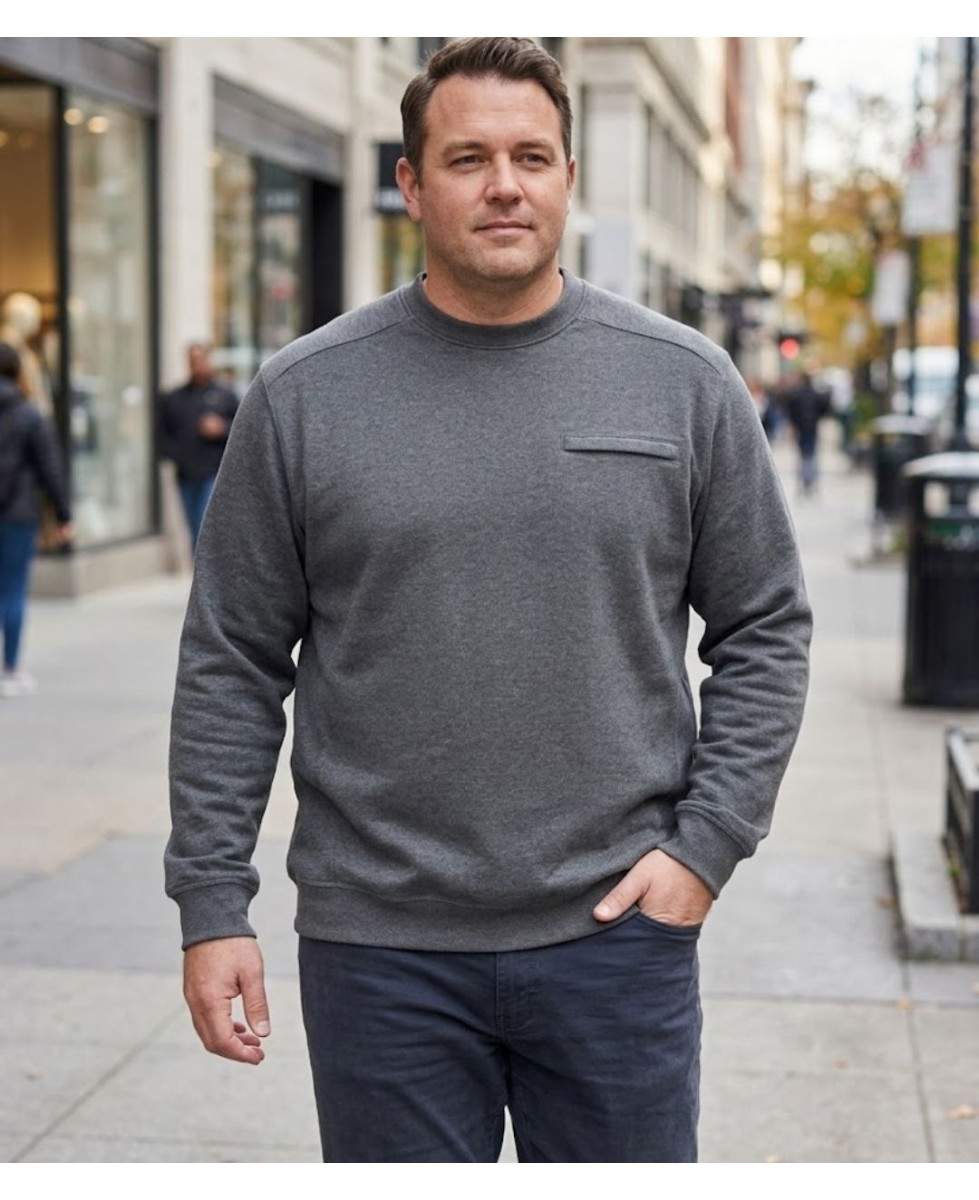 CHALLENGER BULGARE1 — Sweat col rond gris à poche zippée